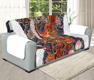 Japanese Dragon And Phoenix Tattoo Print Oversized Sofa Protector