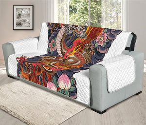 Japanese Dragon And Phoenix Tattoo Print Oversized Sofa Protector