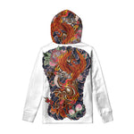 Japanese Dragon And Phoenix Tattoo Print Pullover Hoodie