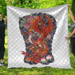 Japanese Dragon And Phoenix Tattoo Print Quilt