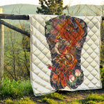 Japanese Dragon And Phoenix Tattoo Print Quilt