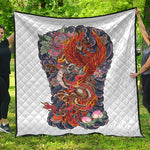 Japanese Dragon And Phoenix Tattoo Print Quilt