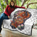 Japanese Dragon And Phoenix Tattoo Print Quilt