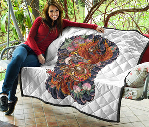 Japanese Dragon And Phoenix Tattoo Print Quilt