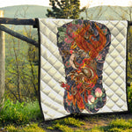 Japanese Dragon And Phoenix Tattoo Print Quilt