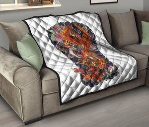 Japanese Dragon And Phoenix Tattoo Print Quilt