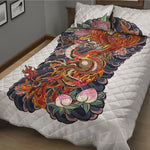 Japanese Dragon And Phoenix Tattoo Print Quilt Bed Set