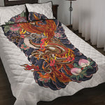 Japanese Dragon And Phoenix Tattoo Print Quilt Bed Set