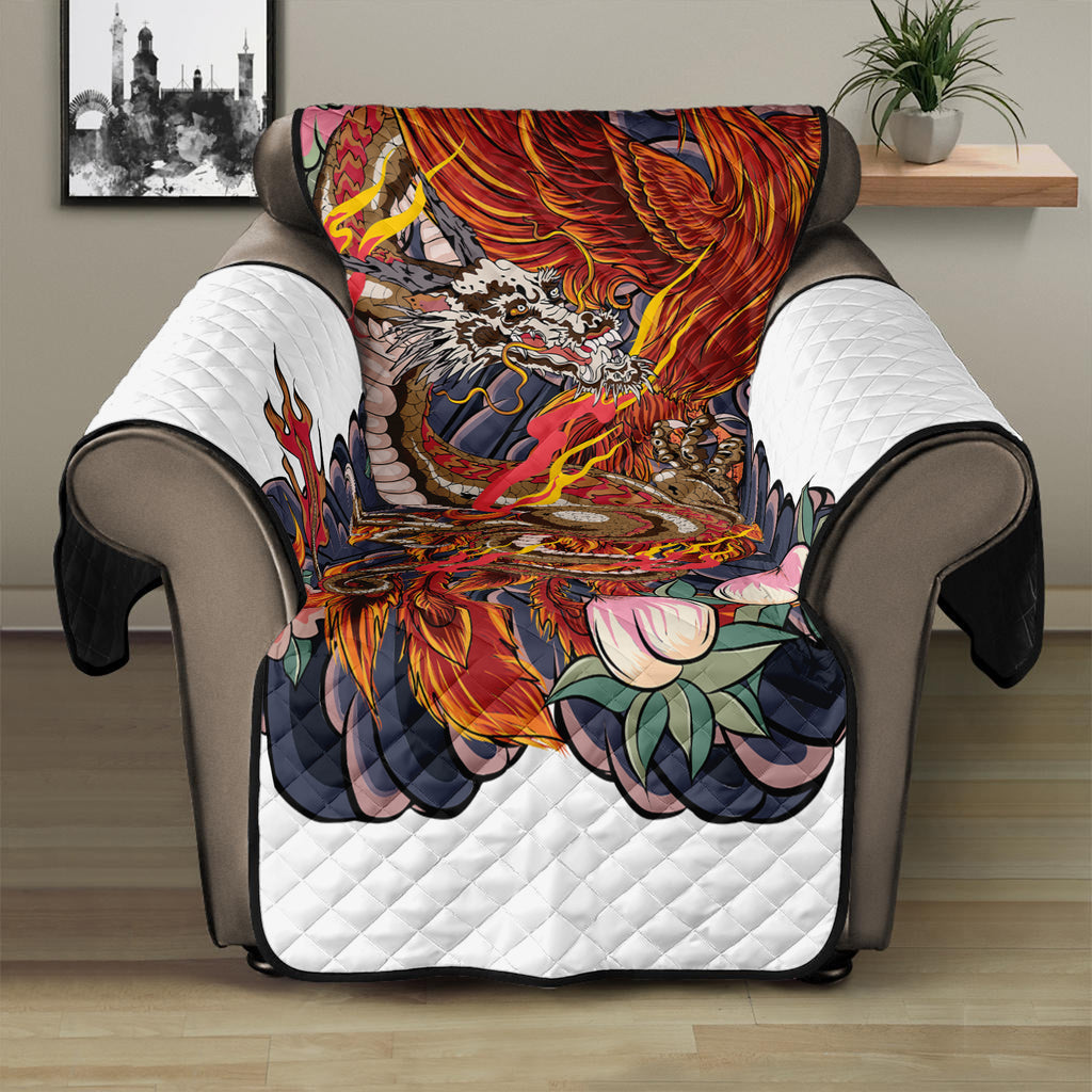 Japanese Dragon And Phoenix Tattoo Print Recliner Protector