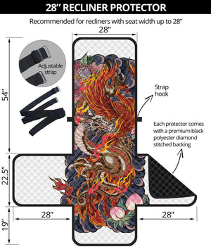 Japanese Dragon And Phoenix Tattoo Print Recliner Protector