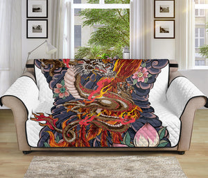 Japanese Dragon And Phoenix Tattoo Print Sofa Protector