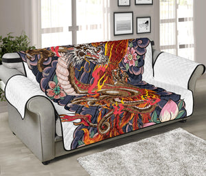 Japanese Dragon And Phoenix Tattoo Print Sofa Protector