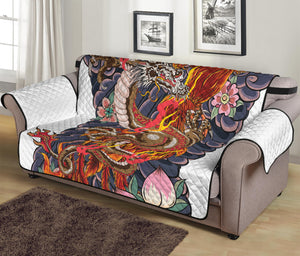 Japanese Dragon And Phoenix Tattoo Print Sofa Protector