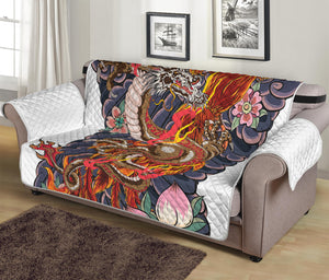 Japanese Dragon And Phoenix Tattoo Print Sofa Protector