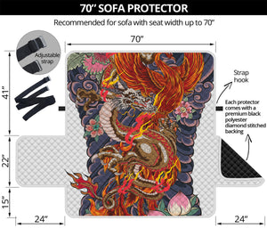 Japanese Dragon And Phoenix Tattoo Print Sofa Protector