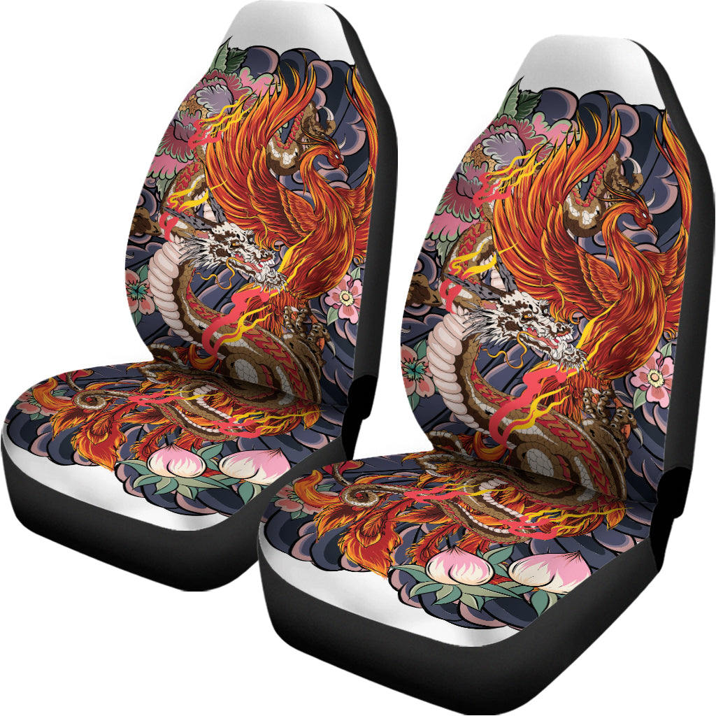 Japanese Dragon And Phoenix Tattoo Print Universal Fit Car Seat Covers