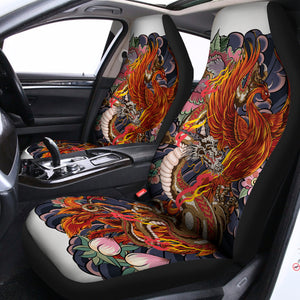 Japanese Dragon And Phoenix Tattoo Print Universal Fit Car Seat Covers