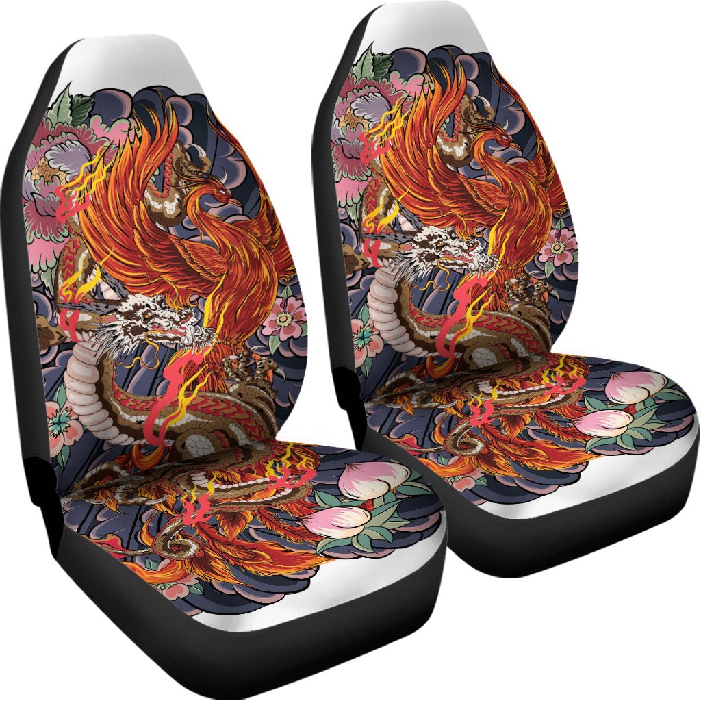 Japanese Dragon And Phoenix Tattoo Print Universal Fit Car Seat Covers