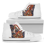 Japanese Dragon And Phoenix Tattoo Print White High Top Shoes