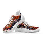 Japanese Dragon And Phoenix Tattoo Print White Sneakers