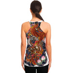 Japanese Dragon And Phoenix Tattoo Print Women's Racerback Tank Top