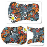 Japanese Elemental Tattoo Print 3 Piece Bath Mat Set