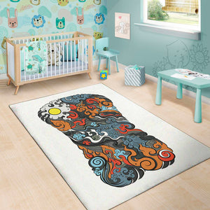 Japanese Elemental Tattoo Print Area Rug