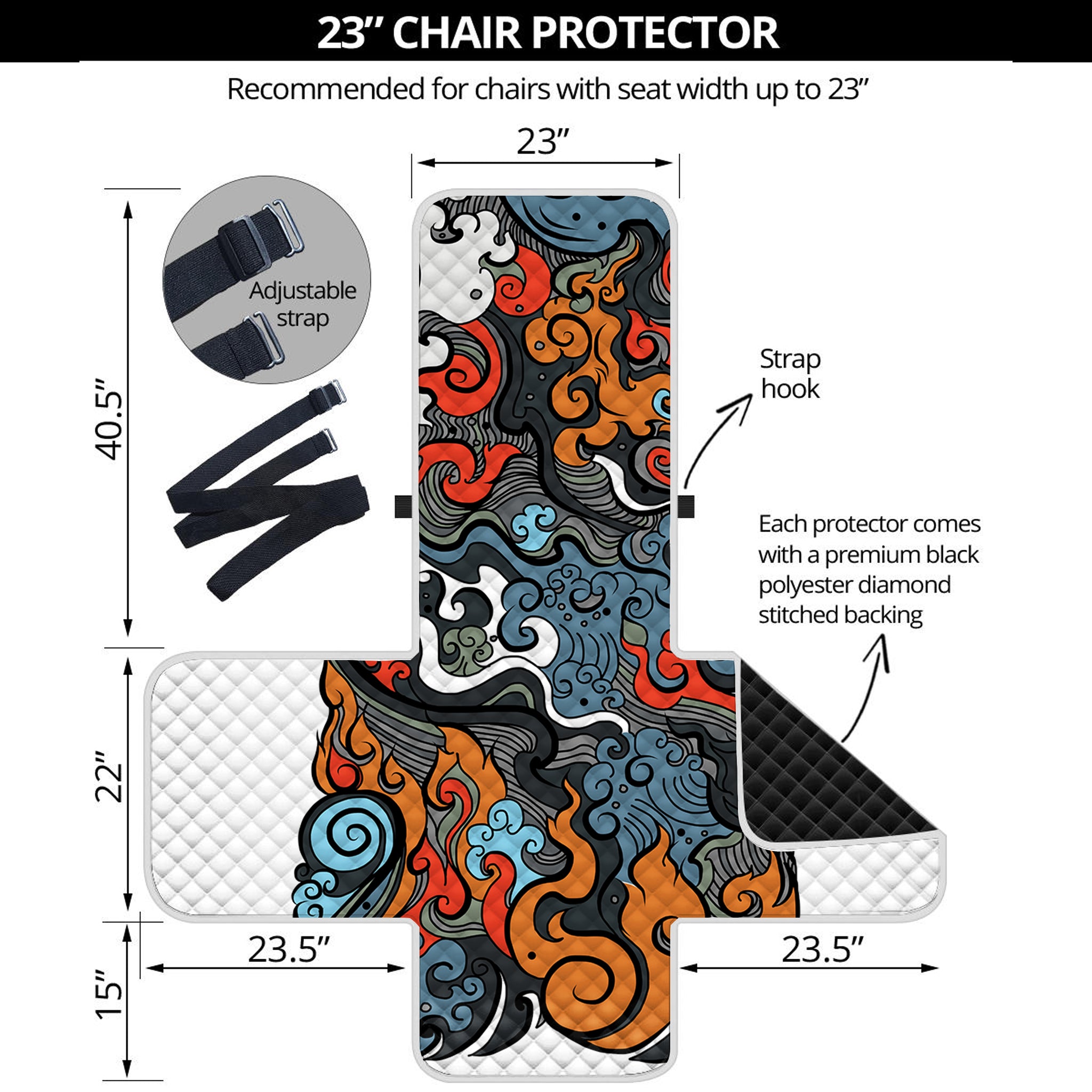 Japanese Elemental Tattoo Print Armchair Protector