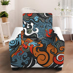 Japanese Elemental Tattoo Print Armchair Slipcover