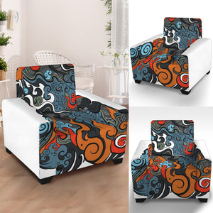 Japanese Elemental Tattoo Print Armchair Slipcover