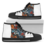 Japanese Elemental Tattoo Print Black High Top Shoes