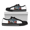 Japanese Elemental Tattoo Print Black Low Top Sneakers