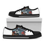 Japanese Elemental Tattoo Print Black Low Top Shoes 