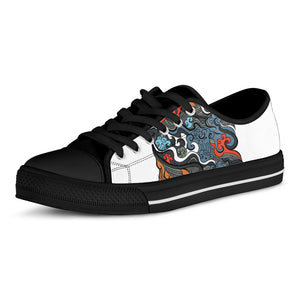 Japanese Elemental Tattoo Print Black Low Top Shoes 