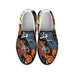 Japanese Elemental Tattoo Print Black Slip On Shoes