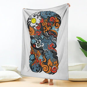 Japanese Elemental Tattoo Print Blanket