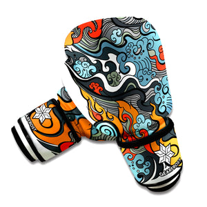 Japanese Elemental Tattoo Print Boxing Gloves