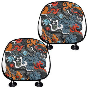 Japanese Elemental Tattoo Print Car Headrest Covers