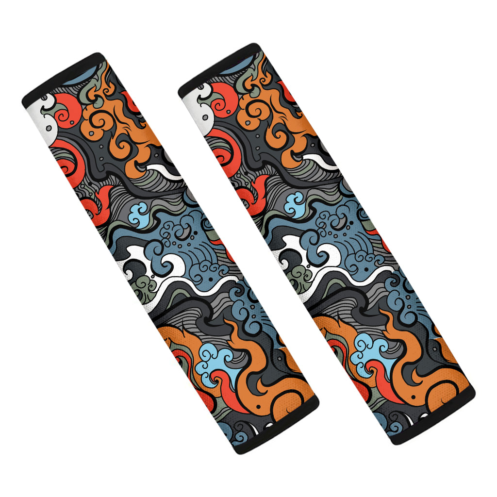 Japanese Elemental Tattoo Print Car Seat Belt Covers