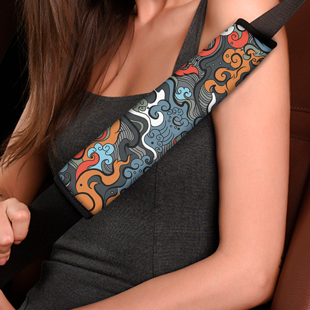 Japanese Elemental Tattoo Print Car Seat Belt Covers