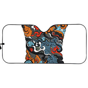 Japanese Elemental Tattoo Print Car Sun Shade