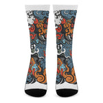 Japanese Elemental Tattoo Print Crew Socks