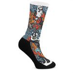 Japanese Elemental Tattoo Print Crew Socks