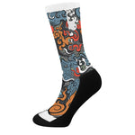 Japanese Elemental Tattoo Print Crew Socks