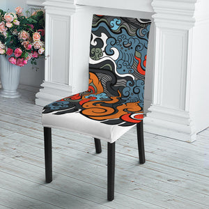 Japanese Elemental Tattoo Print Dining Chair Slipcover