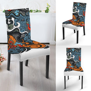 Japanese Elemental Tattoo Print Dining Chair Slipcover