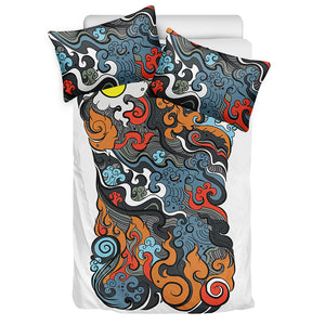 Japanese Elemental Tattoo Print Duvet Cover Bedding Set