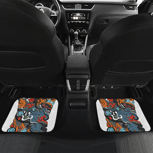 Japanese Elemental Tattoo Print Front and Back Car Floor Mats