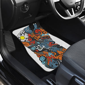 Japanese Elemental Tattoo Print Front and Back Car Floor Mats