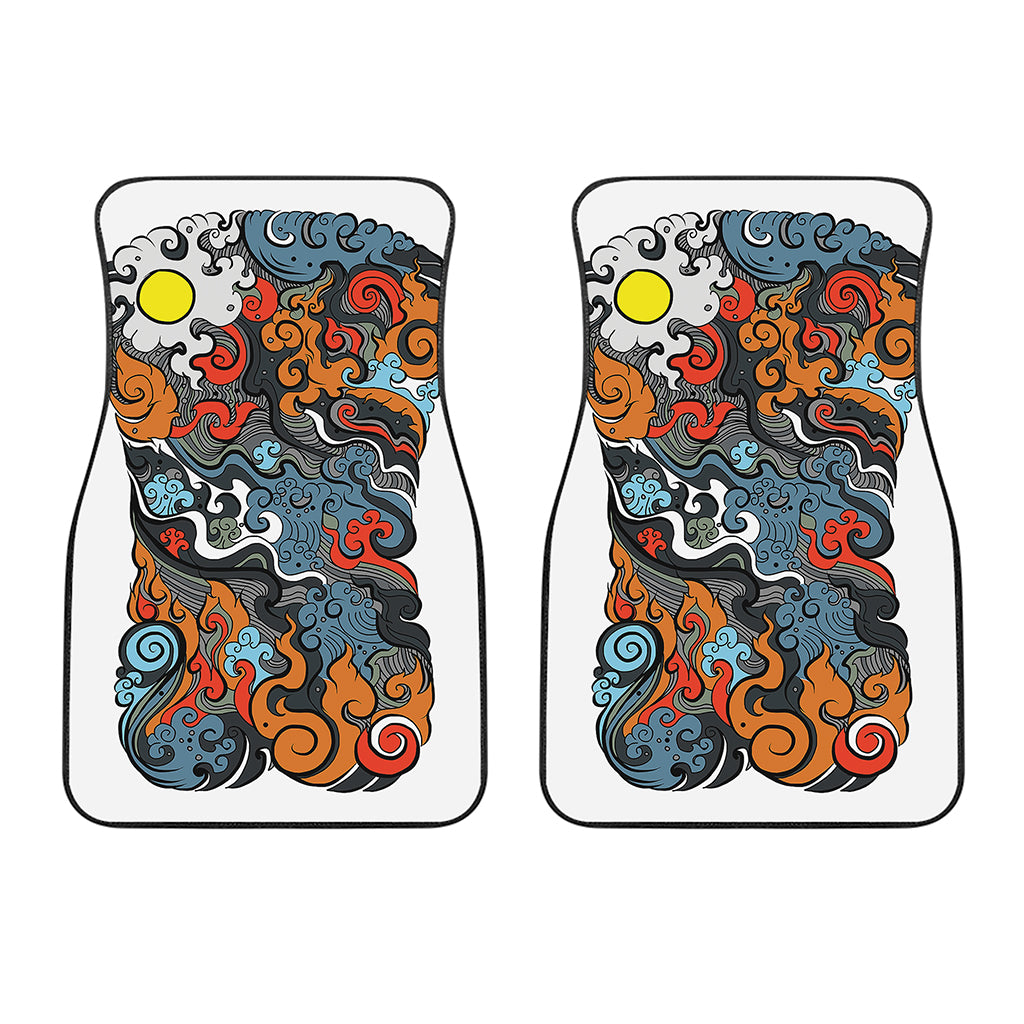 Japanese Elemental Tattoo Print Front Car Floor Mats